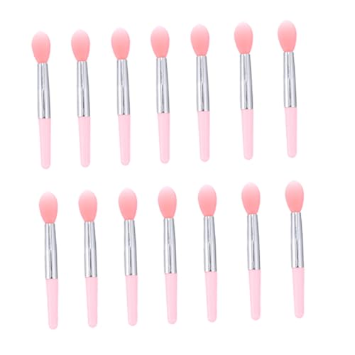 OATIPHO Pinceles de Silicona para Maquillaje Aplicador de Sombra de Ojos y Labios Cepillos Suaves y Prácticos para Uso Profesional y Diario Diseño Mini Transparente con Mango Rosa para