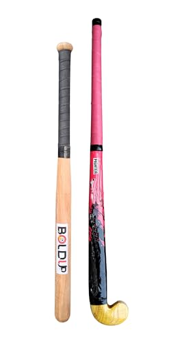 Image of Heavy-Duty Solid Wooden Hockey Stick - 36 inch Weighted Practice & Self Defense Bat for Sport