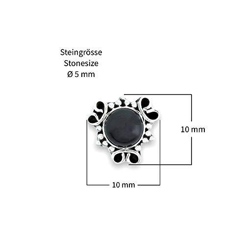 Boucle d'oreille argent 925 sterling Onyx noir Clous d'oreilles véritable argent femme (NO.: MOS-091-03) – Image 4