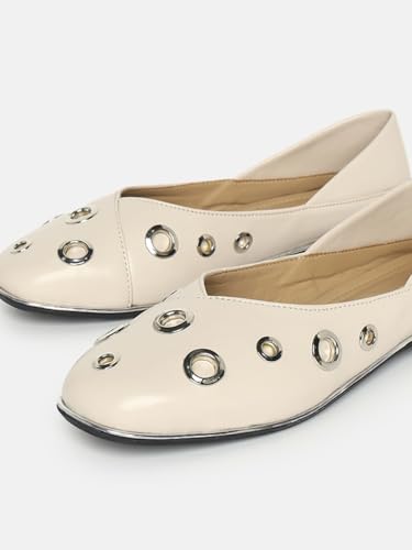 Image of Marc Loire Women's Slip-On Solid Ballerina Flats | Embellished | Round Toe | PU Upper | Comfortable Casual Footwear