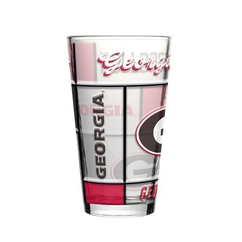 Image of Logo Brands NCAA oz Stained Glass Pint Glass - 3D Embossed Logo & Bold Team Colors - Durable Sports Fan Beer Glass for Home, Bar & Tailgates