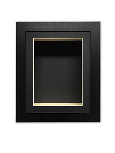 3 Inch Deep 3D Shadow Box Frame 10 x 8 Inch | 8 x 6 Visible Mount Aperture | Deep Box Picture Display Case for Medals, Keepsakes, Memorabilia, Casts with Perspex Front | Black Mount - Black Frame