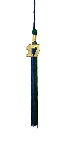 Graduation Tassels with Gold Blocked 17 Year Charms (Royal/Green)