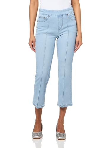 SLIM-SATION Women's Pull On Pintuck Flare Leg Crop Jean