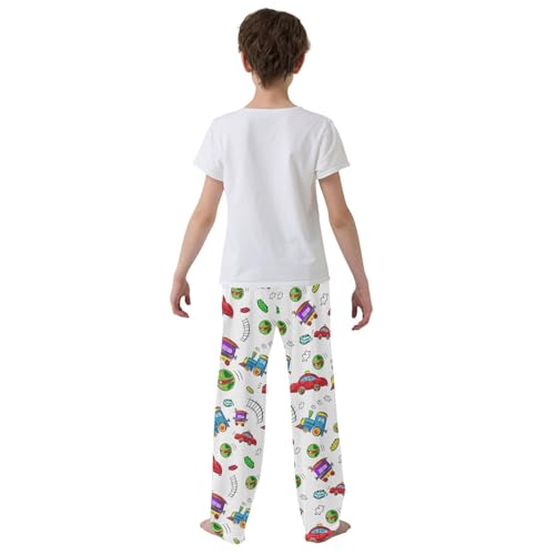 ZZXXB Steam Train Car Print Boys Long Pants Soft Trousers Elastic Waist Kids Lounge Bottoms with Pockets S-XL3