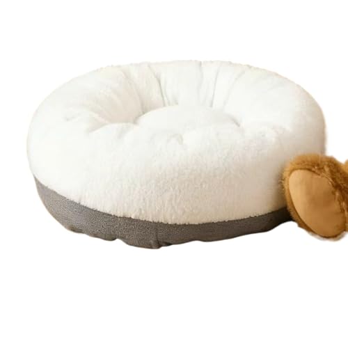 GIUPLFDTG猫ベッド ペットソファー 子犬用クッション 秋冬 ふわふわ 暖かい 防寒 滑り止め 丈夫 かわいい 頑丈 (S-(40cm*40cm),ホワイト)