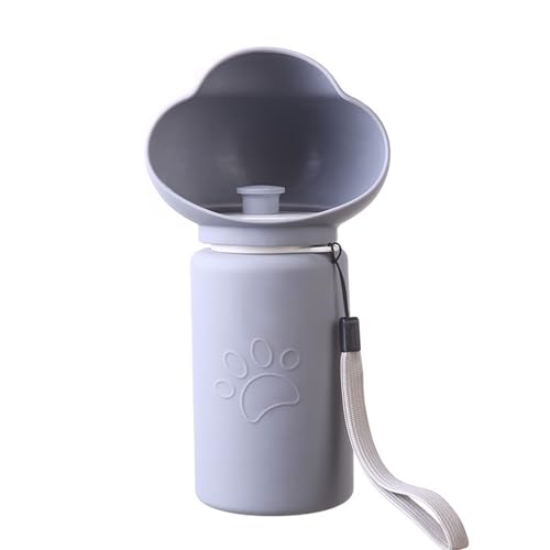 ポータブル犬用ウォーターボトル 犬と猫用 550ml 折りたたみ式 漏れ防止 BPAフリー 食品級素材 犬の散歩用水 アウトドア散歩 旅行ハイキング用(Gray)