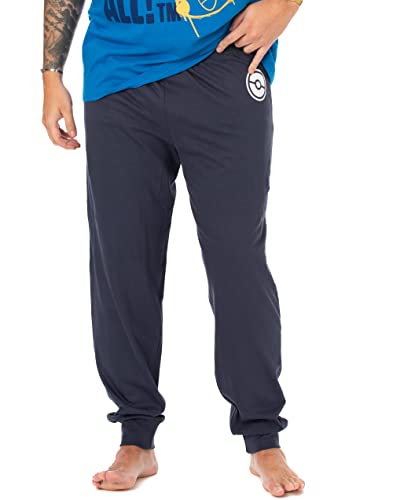 Pokemon Mens Pikachu Pajamas | Adults Blue Long Leg Loungewer Pants & Short Sleeve T-Shirt Complete Pokémon Gaming PJ Set4
