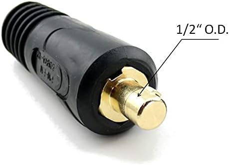 Miniatura 3 de WeldingCity Par de conectores aislados tipo Dinse tipo Dinse (hombrehembra) para cable de soldadura AWG #2-10 (1.378-1.969 in)  Paquete de 3 pares