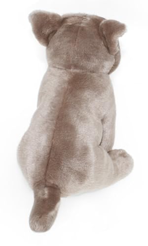 tachi Sitzender Plüschtier Hund, Kuscheltier Staffordshire Bull Terrier, grau beige Stofftier 30 cm