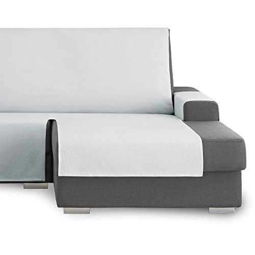 Vipalia Protector Funda Chaise Longue Lisa. Cubresofa Loneta. Comodo Practico. Algodón Ecologico. Facil Montaje. Calidad Diseño Royale. Color Gris. Chaise Corto Derecha