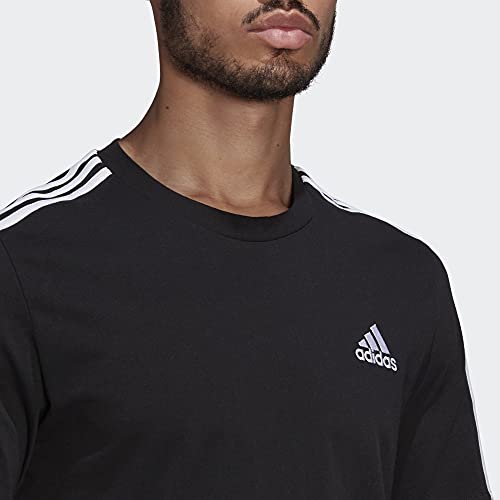 Adidas Men's Essentials 3-Stripes Tee, Black, Large #TOP6