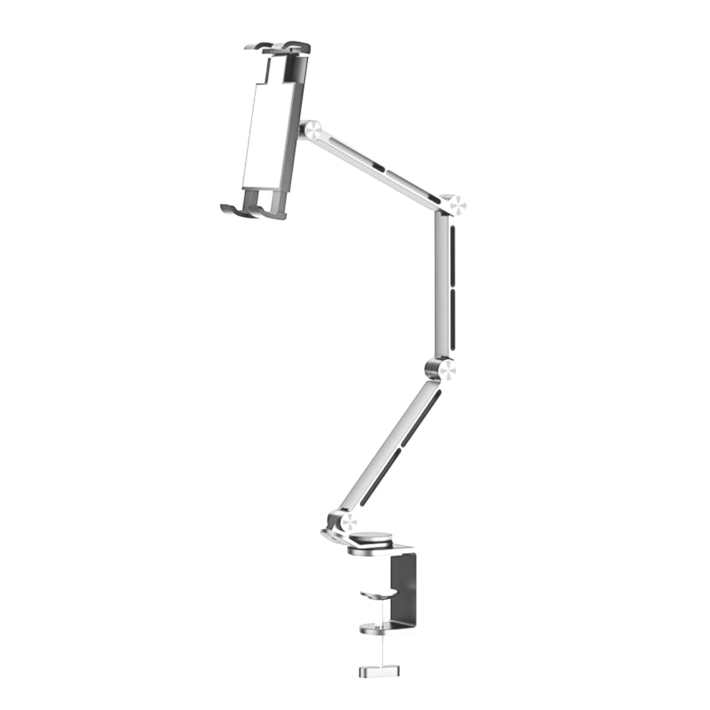 OHITEC Heavy Duty Phone/Tablet Metal Holder for Bed Adjustable Foldable Stand for Desk Aluminum Universal Lazy Bracket 360° Rotation Flexible Long Arm