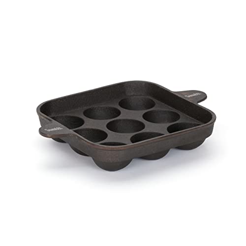 Image of Sumeet Super Smooth Gold Series Pre Seasoned Cast Iron Appam Patra for Paniyaram /Appe /Ponganalu /Paddu |18.50cm 1.5kg, 9 Pit.