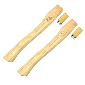 BRUFER 203652-2 Genuine Hickory Wood Replacement Handle for Camp Axe – 14″ Complete Set with Wooden and Steel Wedges (14″ – 2 Pack)