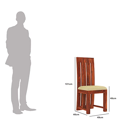 Image of Poster Wooden Dining Chairs Set of 2 for Kitchen & Dining Room, Chairs with Cushion, Two Seats, Solid Sheesham Wood, Honey Finish