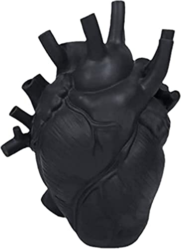Resin Vase Planter, Decorative Heart Vase - Anatomical Heart Tabletop Decorative Craft, Farmhouse Living Room Bedroom Countertop (Black,Large) #TOP24