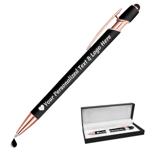 Boligrafos Personalizados Bolis Personalizadas con Nombre Personalizado Regalo Grabado para Testigo Boda Comunion Profesores Empresa Ebogado, Negro