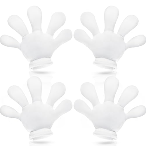 Geyoga 2 Pairs Jumbo Cartoon Hands Large Costume Gloves Halloween Gloves for Party Birthday Role Playing Costumes(White 2)