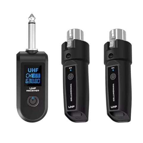 Dytabepl UHF-XLR system adapterowy, bezprzewodowy nadajnik/odbiornik mikrofonu dynamicznego, gitary, miksera audio, systemu PA