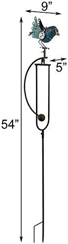 Miniatura 3 de Esschert - Balancín mecánico de metal con estacas de pájaro azul, 54 pulgadas de alto