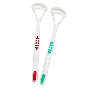 Tongreiniger, beste kwaliteit, kunststof, ronde vorm, groen, 2 stuks