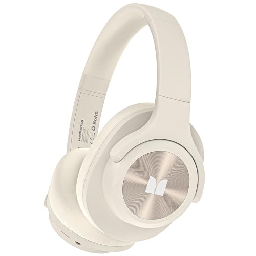 Monster Mission 200 Bluetooth Headphones, Wireless Headphones with 3 EQ Modes, Low Latency HiFi Stereo Foldable Lightweight Headset, 60H Playtime,Deep Bass for Home Office Cellphone PC Ect(White)
