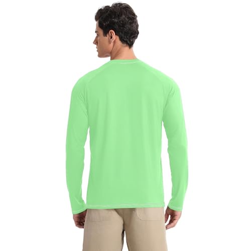 Pale Green Light Green Long Sleeves UPF 50+ Comfortable Round Neck Sun Protection Long Sleeve Hiking2
