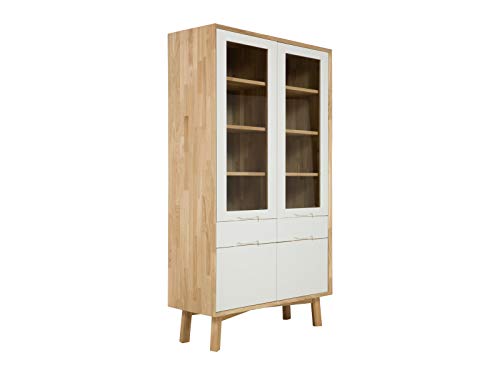 Preisvergleich Produktbild Massivum Mansura Vitrine, Eiche, weiß, BxHxT 100x180x42cm