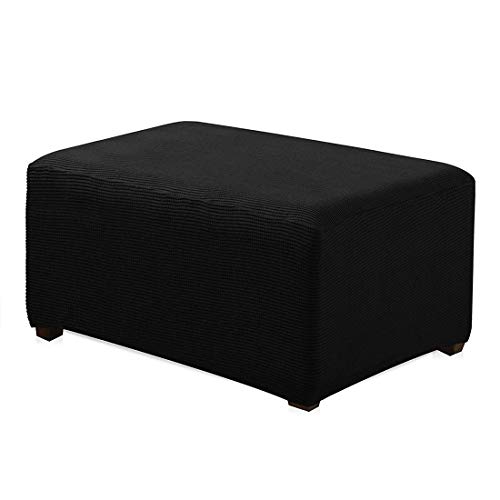 Jiyaru Funda Protectora para Sofá Reposapiés Taburete, Cubierta del Sofá Reposapiés Taburete Anti-Mancha Negro S