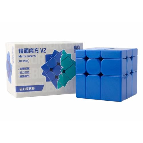 Image of MoYu Mirror Blue 3x3 V2 Magnetic Shape Mod Puzzle | UV Coated Glossy Finish & Speed Design | Enhanced Stability, Anti-Pop Mechanism & 20 Corner Cutting