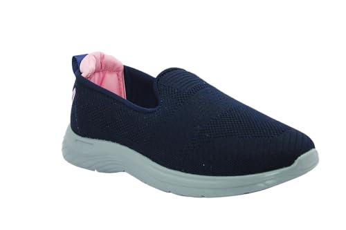 Image of WalkLine Women's Slip-On Walking Shoes | Lightweight Knitted Mesh Casual Sneakers | Soft PU Sole Comfortable Loafers | Breathable Running, Gym, Travel Shoes for Women