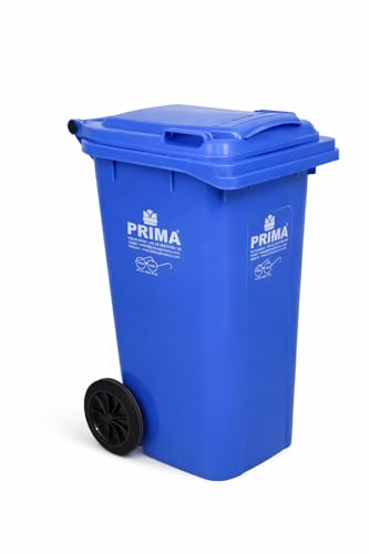 Image of Prima Plastic Manual-Lift Garbage Waste Dustbin with Wheels 120 Ltr Blue