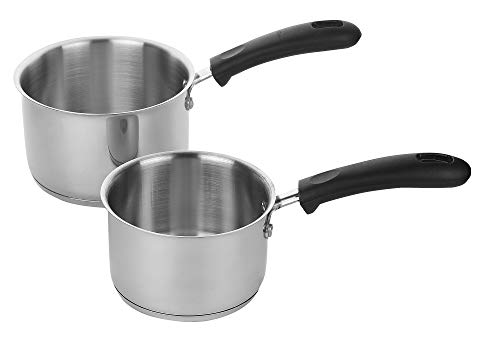 Kitchen Elite™ Stainless Steel Saucepan/Teapan Set – 14CM (1.3 LTR) + 12CM (1.0 LTR) – Induction Base | Straight Bottom