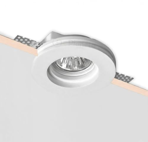 TOT ELECTRIC Portafaretto Rotondo in Gesso da Incasso a Scomparsa Controsoffitto Cartongesso per lampadine faretti led GU10