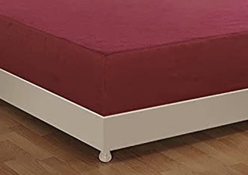 Image of Springtek 100% Waterproof Mattress Protector | Premium Cotton Mattress Bed Cover | Breathable and Non-Allergenic Ultra Soft Fitted Bed Protector | 72x60 Inch, Queen, Maroon