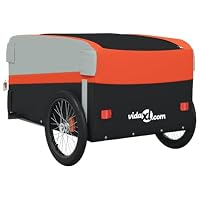 Homgoday Fahrradanhänger Lastenanhänger Anhänger Transportanhänger Transportwagen Anhänger für Fahrrad Schwarz und Orange 45 kg Eisen 126 x 63 x 51 cm – Ansicht 8
