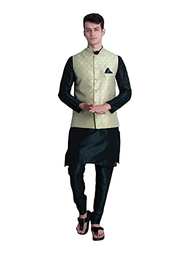 Image of Uri and MacKenzie Men's Silk Blend Kurta Pajama with Designer Ethnic Nehru Jacket /Modi Jacket