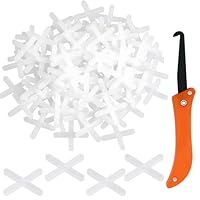 Fugenkreuze 3 mm mit Fugenentfernungshaken, 600 Stück kreuzförmige Fliesenkreuze, Kunststoff-Abstandhalter für präzise Fliesenverlegung an Wand und Boden, Weiß