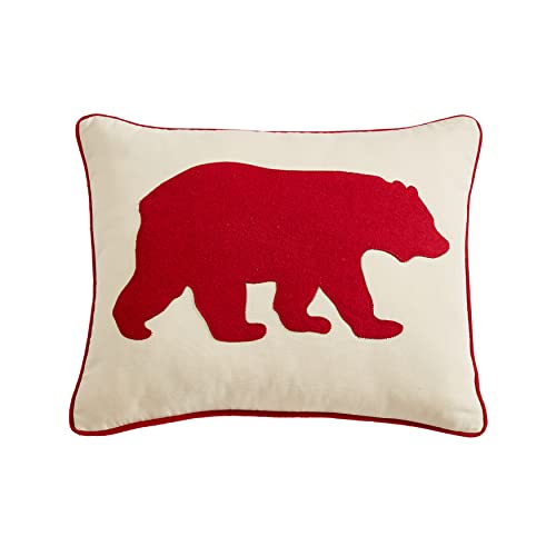 Image of Eddie Bauer Home Throw Pillow with Zipper Closure, Perfect Luxurious Bedding Set for Bed or Sofa, 16 inch x 20 inch, Bear Twill Red