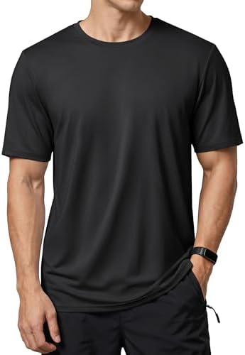 （18:00時点） [KEFITEVD] tシャツ メンズ 半袖 大きいサイズ ゴルフウェア 日焼け止め スポーツ トップス 吸汗 速乾 インナーシャツ 無地 ラッシュガード 冷感 ゆったり ブラック 3XL