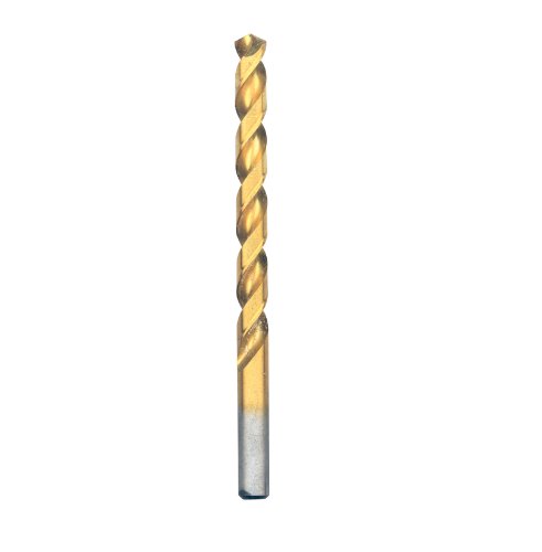 BOSCH TI2148 1-Piece 21/64 in. x 4-5/8 in. Titanium Nitride Coated Metal Drill Bit with 3/8 in. Reduced Shank for Applications in Heavy-Gauge Carbon Steels, Light Gauge Metal, Hardwood