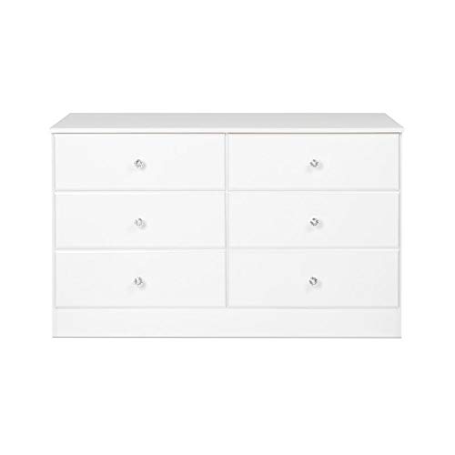 Prepac Astrid Acrylic Knobs, 6-Drawer Dresser Crystal White