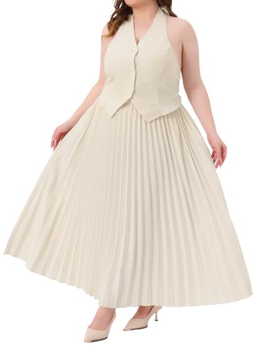 Agnes Orinda Womens Plus Size 2 Piece Halter Backless Top & Pleated Maxi Skirt Set Suit Outfit Elegant Sexy Night Out2