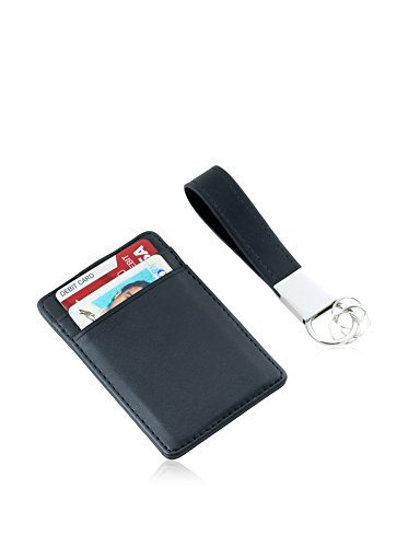 Black Leather Travel Wallet With Valet Key Ring Gift Set2