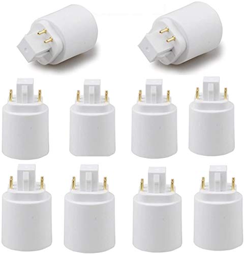 G24 to E26 E27 Lamp Base Converter, LED Light Sockets Adapter, 4-Pin Light Bulb Socket, Bulb Base Adapter, Lamp Holder Converters with Short Shaft (Pack of 10)