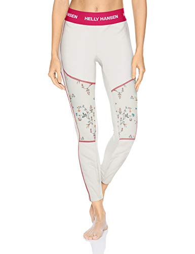 Helly Hansen Women's HH LIFA Merino Wool Graphic Print 2-Layer Thermal Baselayer Pant Bottom, 013 Offwhite Scattered Flower, Large