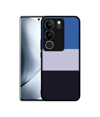 Image of Three Color Stripes Design Premium 2D Printed Metal Back Case Cover for Vivo V29 5G / V29 Pro 5G