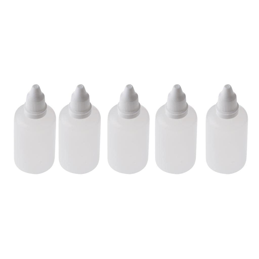 T.O.G. 5pcs 50ml Empty PVC Squeezable Dropper Bottles for Eye Drops Lab Liquid