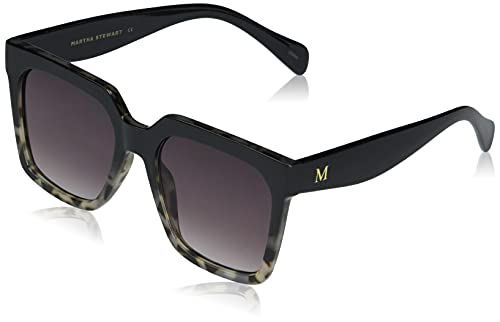 Martha Stewart Women's Ms145 Oversized Uv400 Protective Square Sunglasses-Timeless Gifts for Her, 53mm